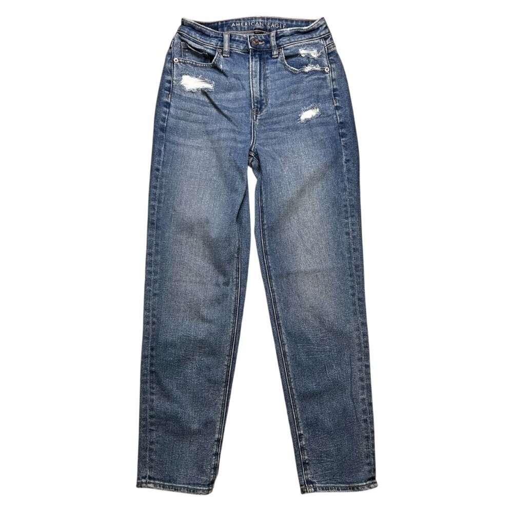 American Eagle Mom Straight Jean 0 Distressed Casual